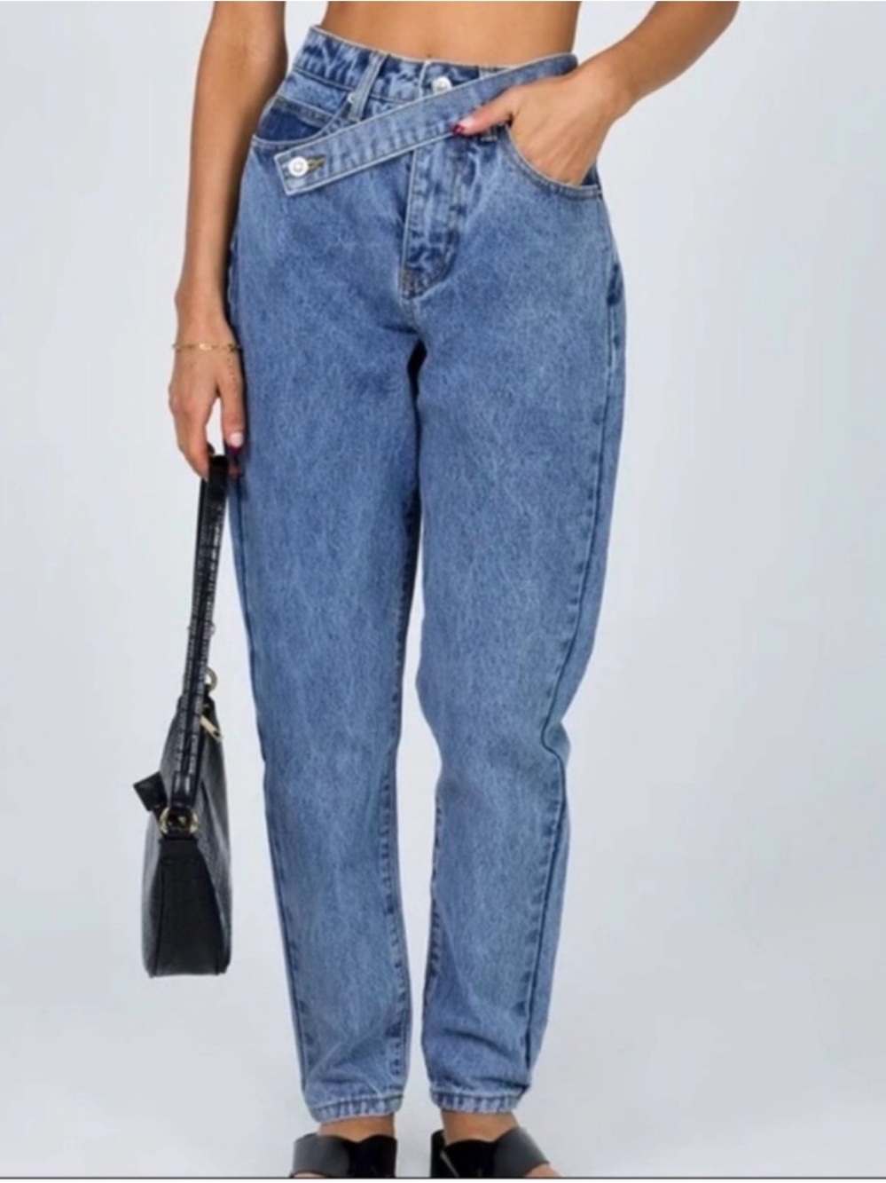 Princess Polly The Sweetest Thing Cross Over Denim Jeans Size 6